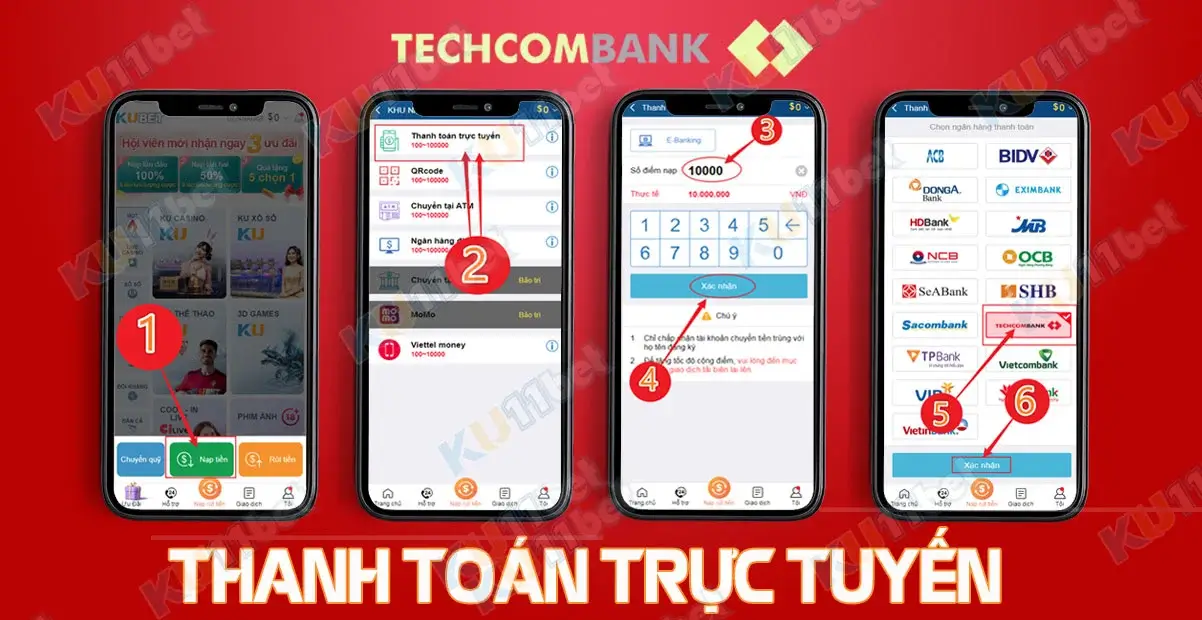 Thanh toán trực tuyến ngân hàng techcombank