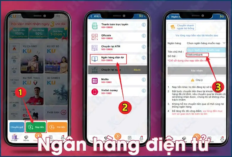 Nạp tiền bằng ngân hàng điện tử bằng VietinBank