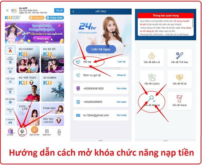 Hướng dẫn cách mở khóa chức năng nạp tiền