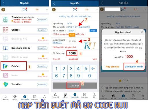 Nạp qua ứng dụng ngân hàng vào zalo pay