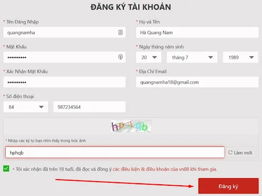 Chọn “Đăng ký’’ để hoàn thành